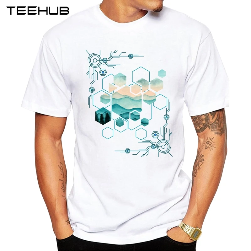 Новое поступление 2019 крутая Мужская модная футболка TEEHUB с абстрактным