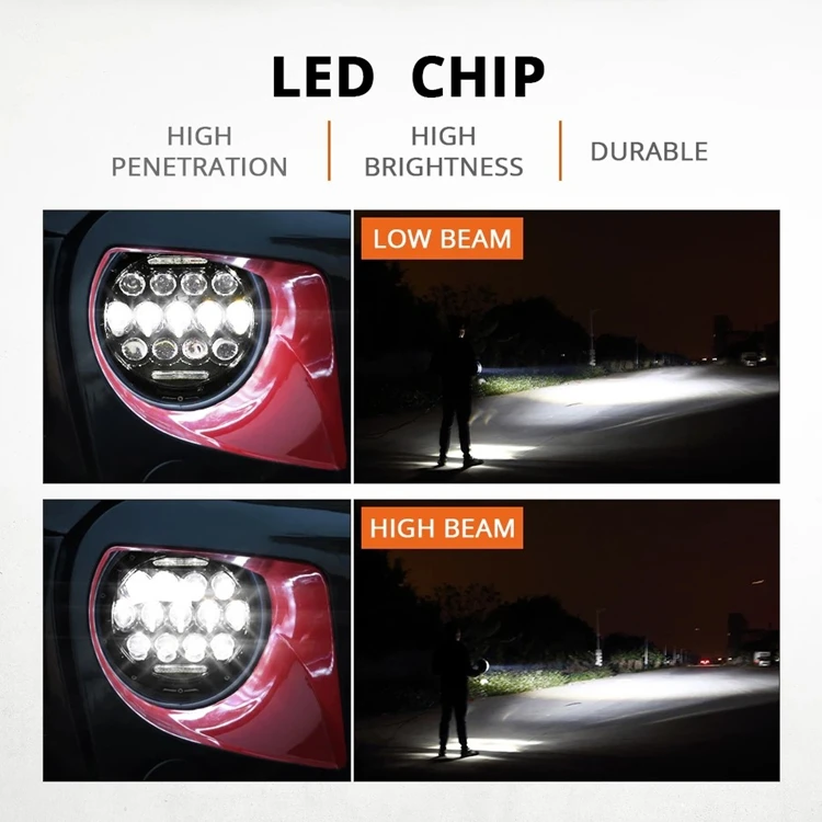  Universal 7'' Motorcycle Headlight LED Round High Low Beam Front Head light HeadLamp Touring Custom - 4000147460444