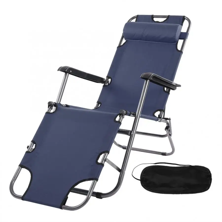 Портативный складной кемпинг Lounge пляжный сад патио кресло для отдыха с подлокотниками - Цвет: Dark Blue