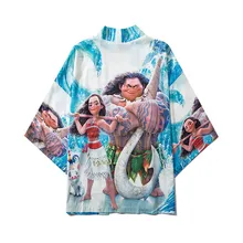 Моана японский стиль кимоно для мужчин принт белый кимоно кардиган Атлас негабаритных кимоно рубашка Harajuku юката мужчин халат платье