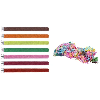 

5 Pcs Parrot Perches Cockatiel Perch Birdcage Stands Toy & 3 Pcs Bird Chewing Toys Parrot Cage Shredder Toy