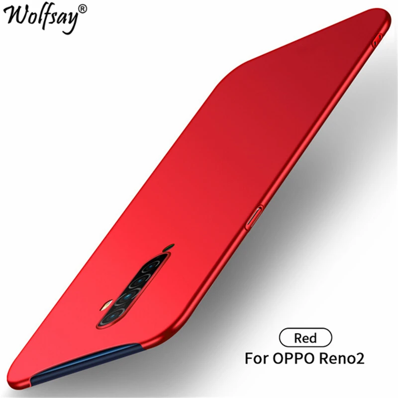Red Wolfsay чехол для Oppo Reno 2 чехол для Oppo Reno2 ультра тонкий PC армированный жесткий чехол для телефона для Oppo Reno 2 Reno2 чехол для телефона 6,5" - Цвет: Red