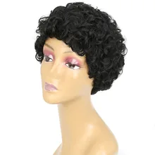 55 см короткий черный Африканский рулон черный парик эльф срезанный синтетический парик афро-американский женский высокая температура проволока окружность волос