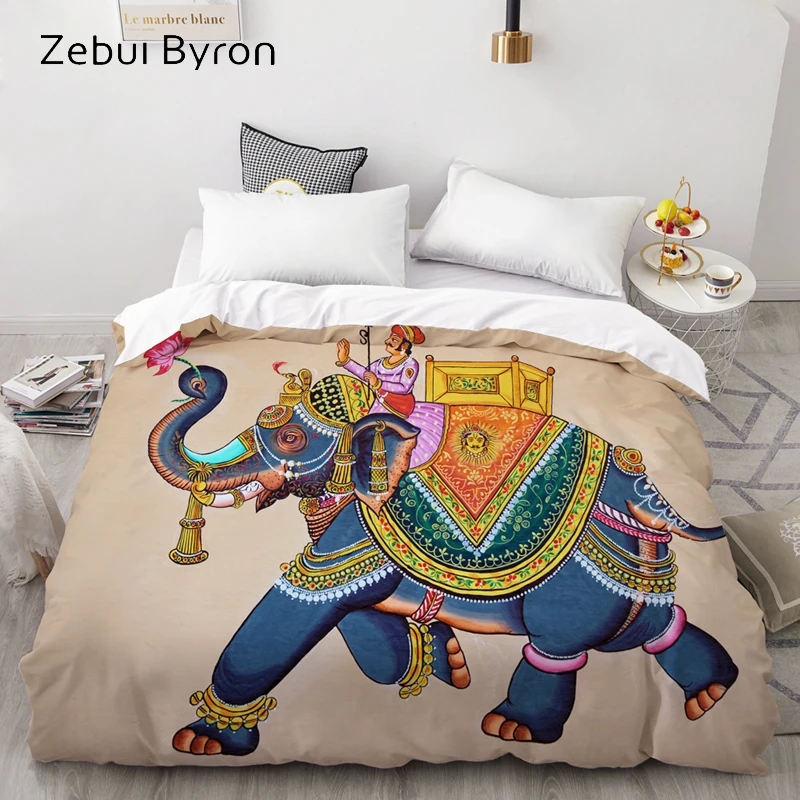 3D, пододеяльник, одеяло/Стёганое одеяло/Одеяло чехол queen/King, слон с Жокейские постельные принадлежности изготовление размеров под