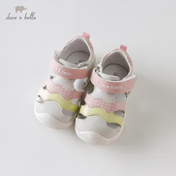 

DB13740 Dave Bella summer baby girls fashion sandals new born infant shoes sandals dots letter shoes