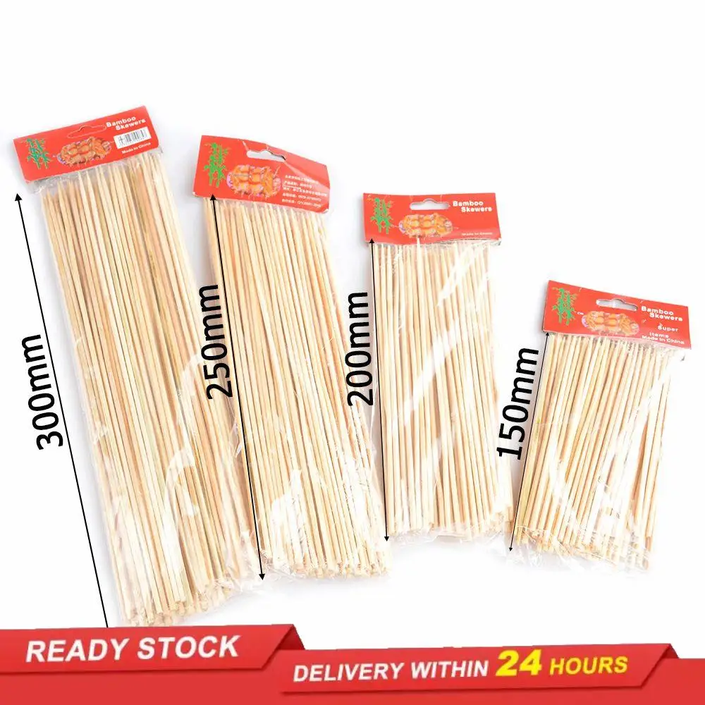48pcs sturdy bamboo skewers wooden barbecue kebabs fruit fountain sticks party buffet food disposable | Дом и сад