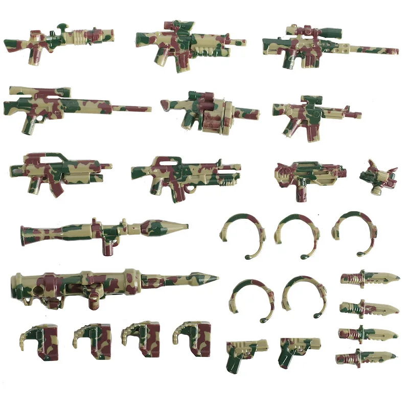 6Pcsset MOC Military SWAT Accessories Camouflage Weapon Set Guns Camo Bricks Building Blocks Model Sets DIY Toys For Children (5)