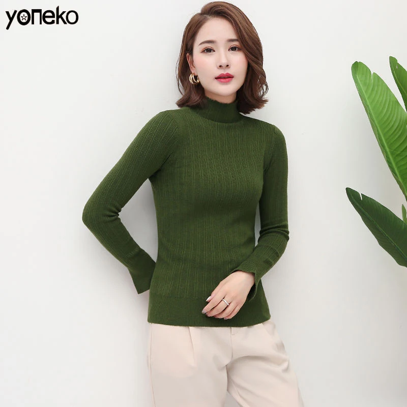 

Winter & Spring Cashmere Blended Sweaters for Women 10 Colors High Elastic Woolen Knitted Turtleneck Pullover Female Jumpers