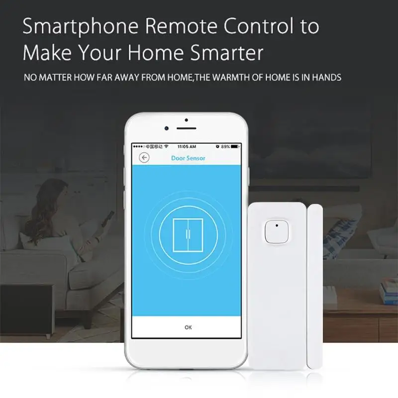 

WiFi Smart Magnetic Door Window Sensor Mobile Phone App Security Detection Alarm Compatible with Smart Life and IFTTT