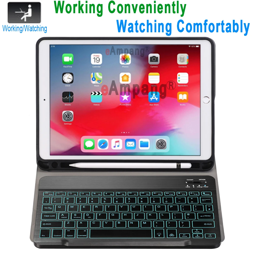 7 Colors Backlit Keyboard Case For Apple iPad 10.2 2019 7 7th Gen Generation A2200 A2198 A2232 Case