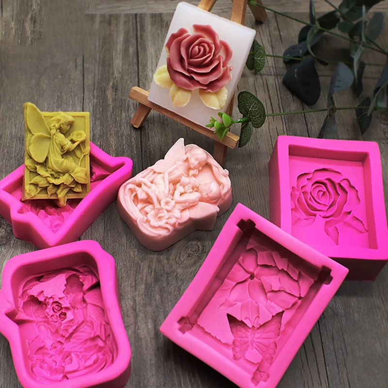 3D силиконовые формы цветок прямоугольное мыло формы DIY ремесленные формы ручной работы пищевого класса силиконовые формы
