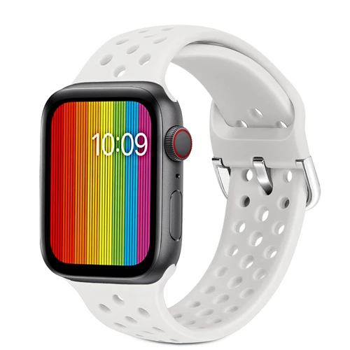 Light white Для применить к apple watch 4 полосы 44 мм 40 мм наручных часов iWatch, ремешок 42 мм, 38 мм, версия модный спортивный браслет Correa apple watch 4/3/2/1 - Цвет ремешка: Light white