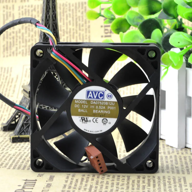 Для AVC 7520 12V 0.52A 4-проводной dual-шарик Вентилятор охлаждения DA07520B12U
