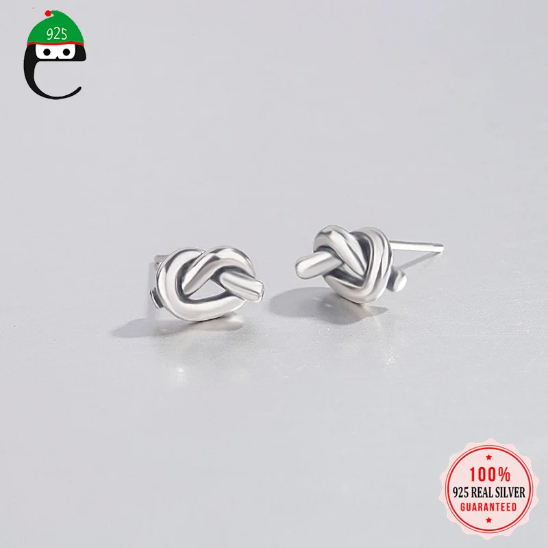 

Small Knot Earring 100% 925 Sterling Silver Stud Earring Vintage Style Cute Gift For Girls Women Fine Jewelry DS1971