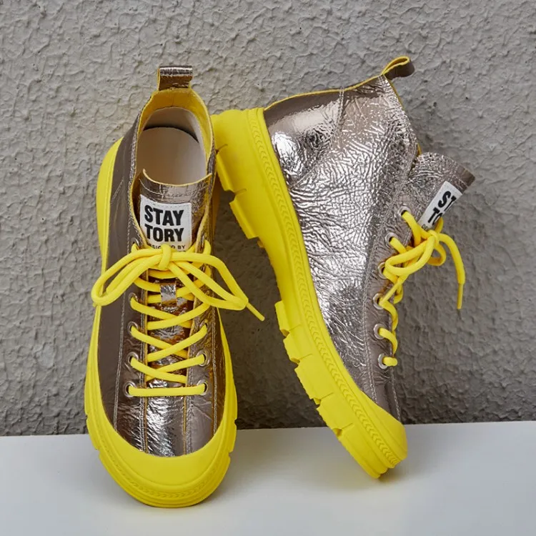 MLJUESE 2021 women ankle boots sheepskin round toe yellow color lace up autumn spring women boots party dress size 40