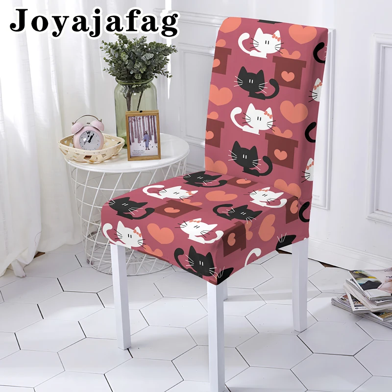 Stretch Chair Cover For Dining Room Kitchen Adorable Cartoon Cat