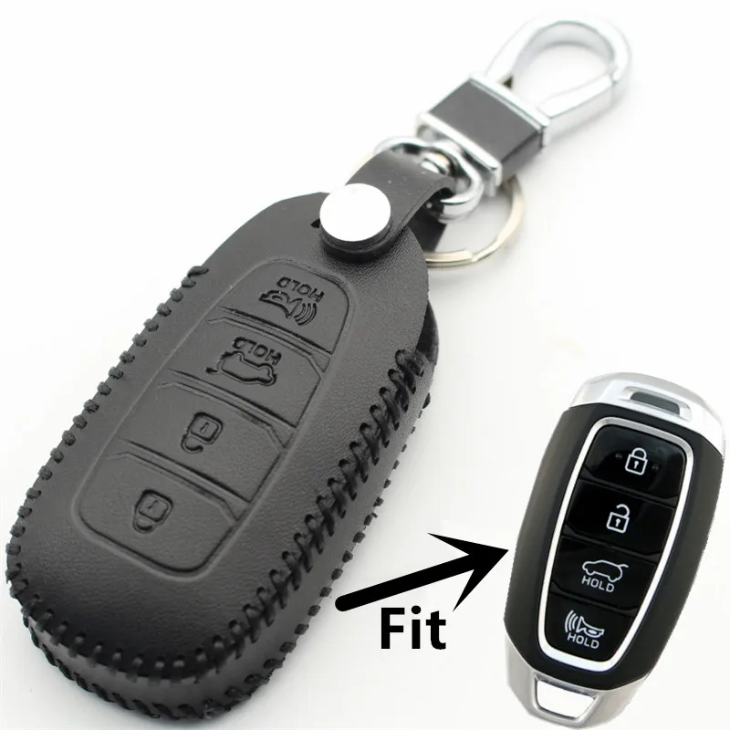 XIEAILI из натуральной кожи 4 кнопки Smart Key чехол для hyundai Santa Fe TM/Palisade/Grandeur/Azera/Elantra GT/Kona S413