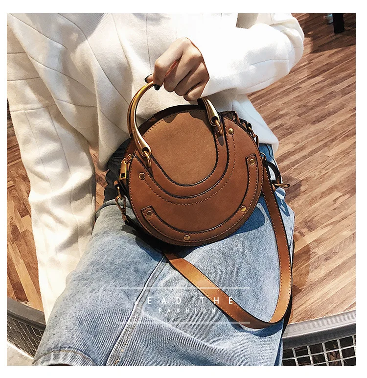 Круговой дизайн, модная женская сумка на плечо, кожаная женская сумка через плечо, сумка-мессенджер, дамская сумочка, Женская круглая сумка, GQ145