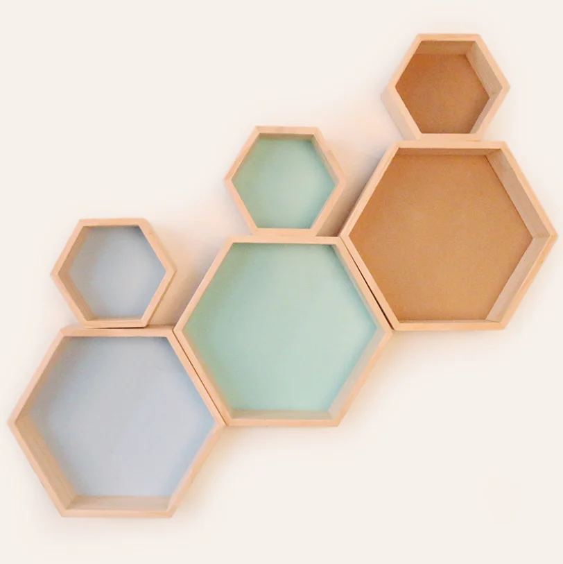 

2 pie Nordic Style Decorative Shelf round Hexagon storage holder rack Shelves Home wall Decoration Potted ornament holder rack
