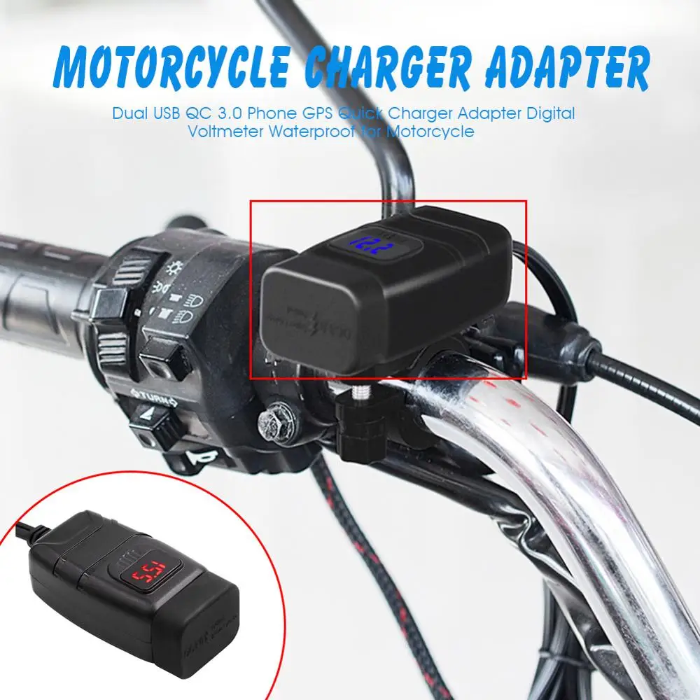 12V служба доставки морским транспортом до USB адаптер с Вольтметр вкл/выкл переключатель мотоцикла быстрого отсоединения штепсельной вилки с Водонепроницаемый двойной QC3.0 для быстрой зарядки с usb-портом, Зарядное устройство