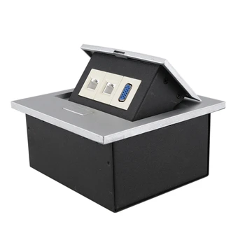 

Table Desktop Outlet with Improved Recessed Box 1 VGA 2 Network Cable Charging Ports 6Ft Power Cord for Home/Office Silver