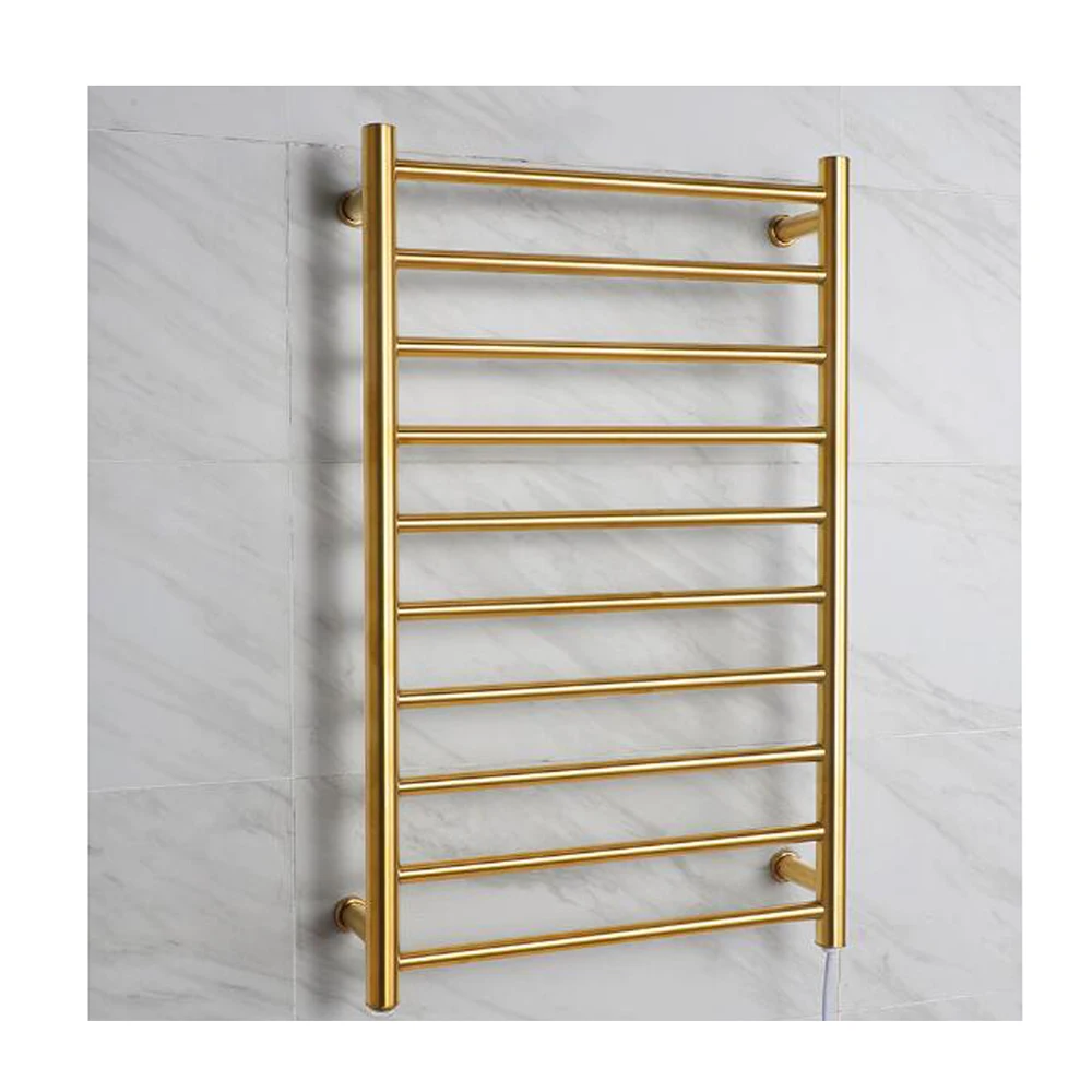Luxurious Rose gold heated towel rack 304 stainless steel towel warmer wall mount warmer rack for bathroom 88W
