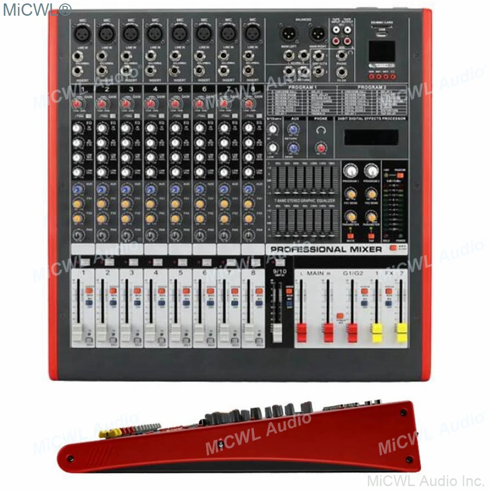 US $306.24 MiCWL Audio Mixer Two Group Mixing Console Music Recording DSP Phantom Power USB Monitor MP3 7 Brand EQ Effect 8 Channel