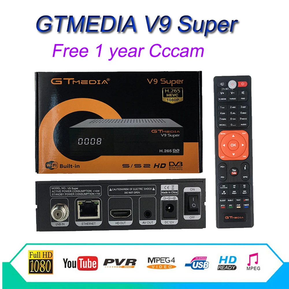 Быстрый GTMEDIA V9 Супер цифровой спутниковый ресивер Поддержка WIFI USB2.0 1 Год