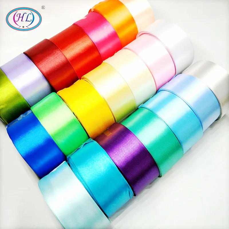 HL 5 meters 15/20/25/40/50mm  Solid Color Satin Ribbons Wedding Decorative Gift Box Wrapping Belt DIY Crafts