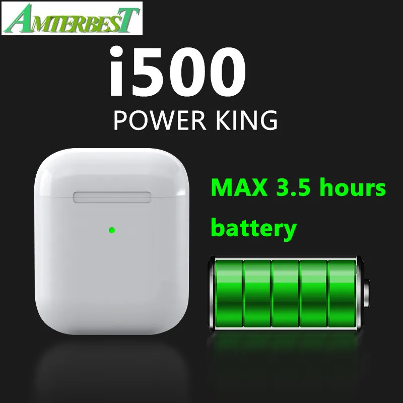 

AMTERBEST I500 Pop Up Portable Wireless Bluetooth Earphones Touch Control Headsets Stereo Earbuds with Qi Wireless Charger Box