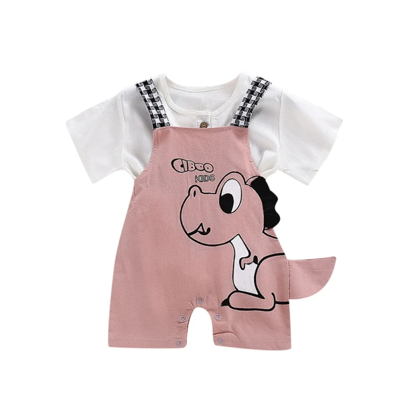 Newborn Infant Baby Boys Overalls Strap shorts Summer Baby Boys Grils Dinosaur Cartoon Printing Suspender Trousers Kids Overalls