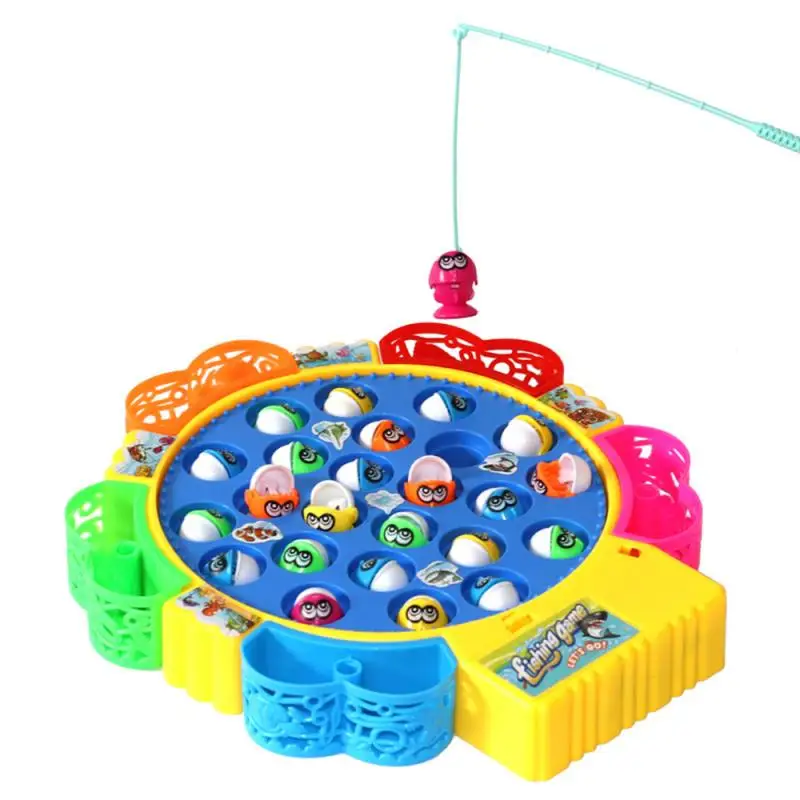 Kids Fishing Toys Electric Rotating Fishing Play Game Musical Fish Plate Set Magnetic Outdoor Sports Toys Children Birthday Gift