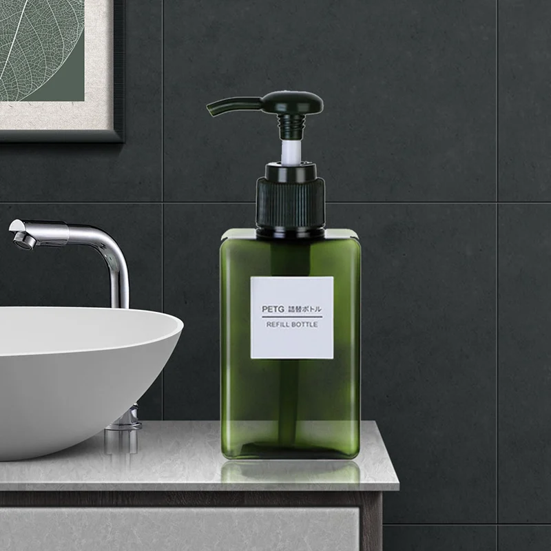 

280ml Creative Portable Dispensing Small Empty Bottle Large Capacity Shower Gel Shampoo Press Bottle Green/White