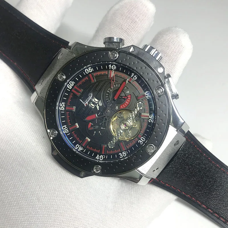 

Men's Mechanical big Watch F-1 luxury Hollow Dial Fashion Design Visible Mechanical Skeleton Automatic Wristwatch