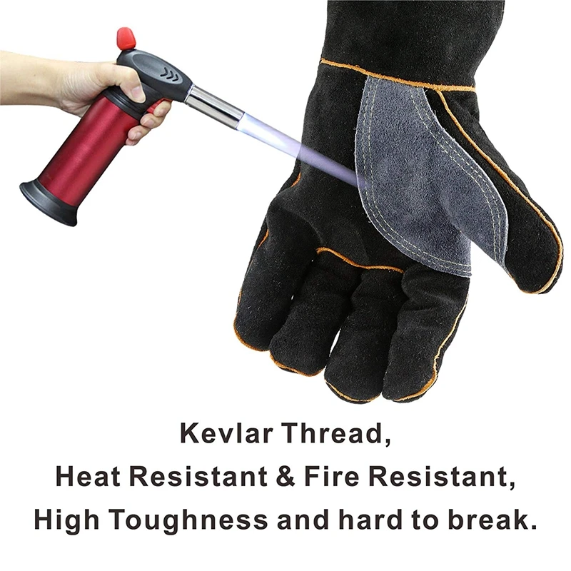 Экстремальные Жаростойкие перчатки кожа с прошивкой, рукавицы идеально подходят для камина, печи, печи, гриля, сварки, барбекю, Mig, горшок Holde