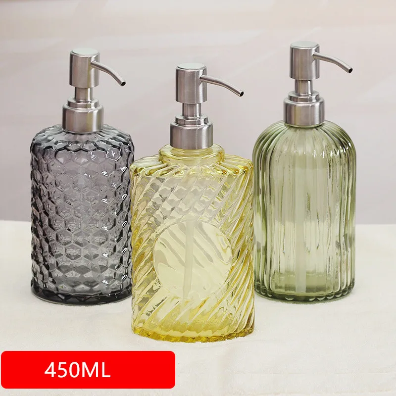 450ML Hand Lotion Dispenser Press Glass Liquid Bottle Large Capacity Squeeze Cosmetic Shower Gel Pressing | Обустройство дома