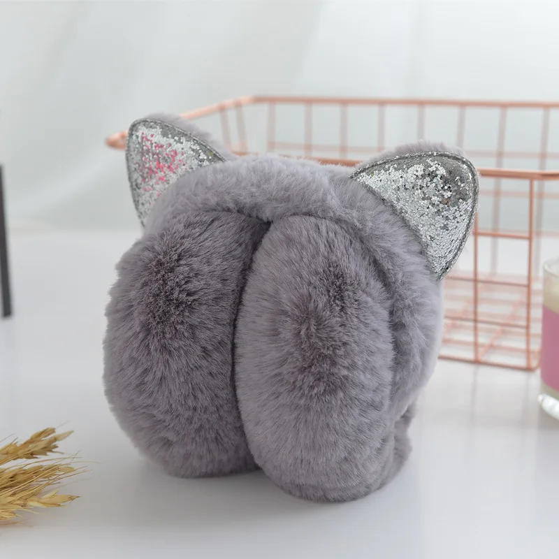 Женские зимние теплые однотонные наушники Kawaii простые студенческие милые розовые мягкие высококачественные удобные женские модные теплые наушники - Цвет: gray