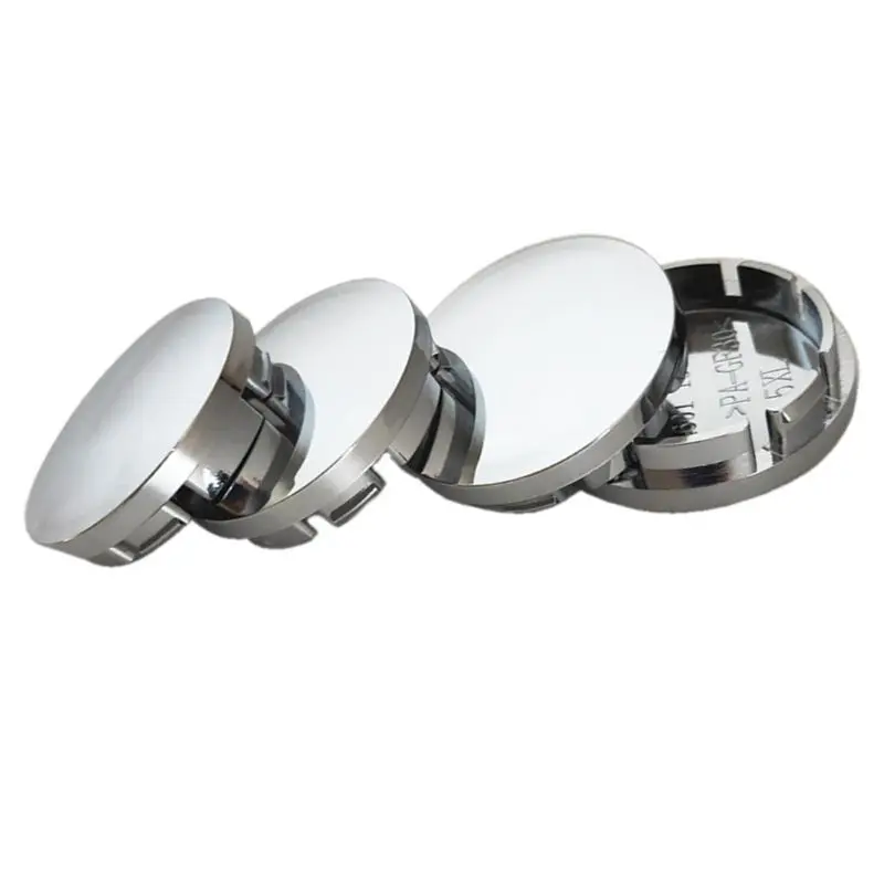 Centre de roue de voiture de 56mm couvre moyeu de pneu jante cache-moyeu  universel ABS chrome argent 4PCS 