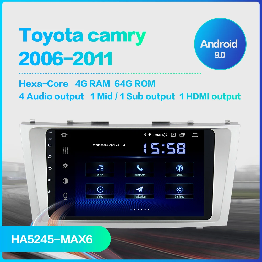 " Car Android 9,0 Автомагнитола для Toyota Camry 2006 2007 2008 2009 2010 2011 gps навигации 1080P видео стерео 64 Гб Встроенная память