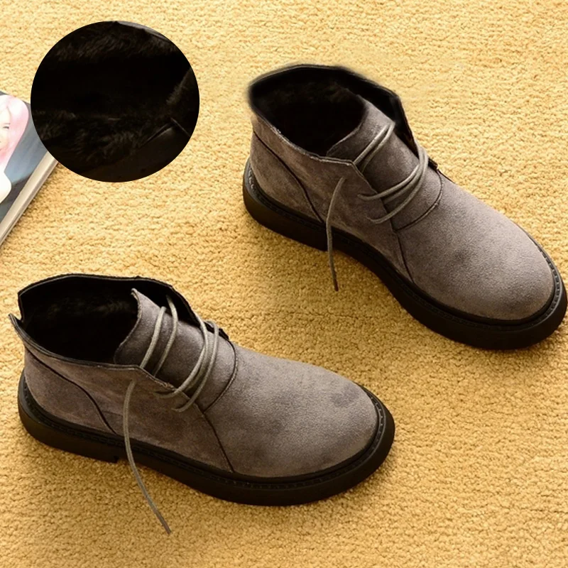 Gray for winter Новая осенне-зимняя обувь; женские зимние ботинки; теплая плюшевая обувь; женская обувь на холодную зиму; Модные женские ботильоны; женские ботинки - Цвет: Gray for winter