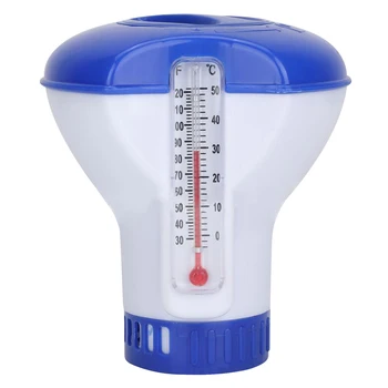 

Pool Chemical Dispenser with Thermometer Floating Chlorine Tablets Dispenser for Outdoor Indoor Swimming Pools Fish Pond