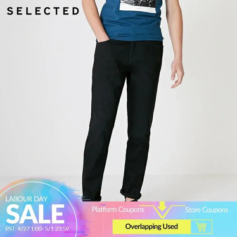 

SELECTED Men's Spring & Summer Denim Pants Loose Fit Black Jeans C|419132534