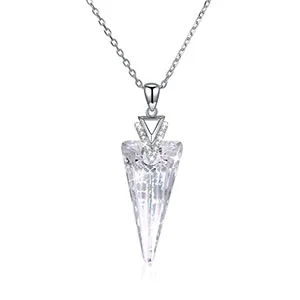 White Высокое качество, треугольные Подвески с кристаллами Swarovski, с 925 пробы, серебряная цепочка для женщин, хорошее ювелирное изделие, модные свадебные подарки - Цвет камня: White