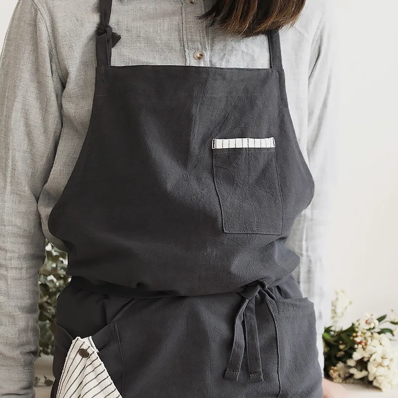 2020 New Nordic Wind Adult Unisex Cotton Long Apron Bib Coffee Shops and Flower Shops Work Cleaning Aprons for Woman