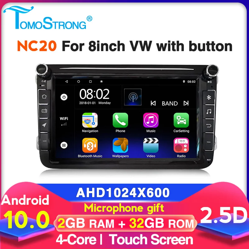 Автомобильный мультимедийный плеер проигрыватель на Android 10 с GPS экраном 8 дюймов