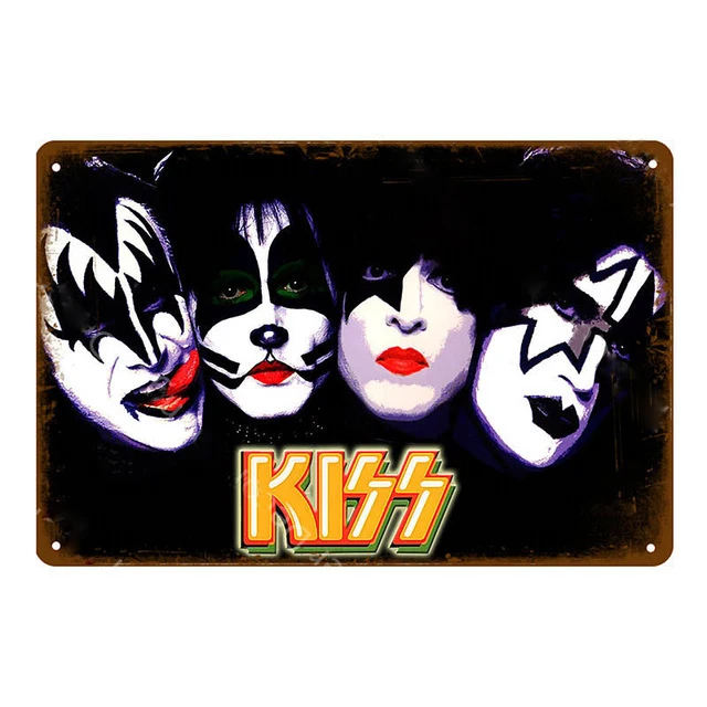US SELLER-nostalgic garage shop Kiss American rock band metal tin sign 