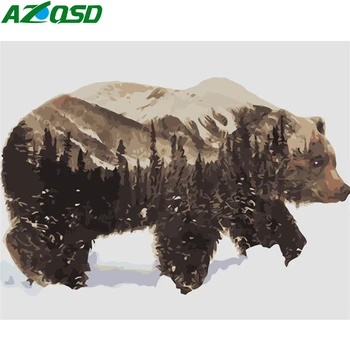 

AZQSD Paint By Number Bear Winter Diy Hand Paint Kit Canvas Coloring By Numbers Animal Wall Art 50x40cm Unframed Decoration