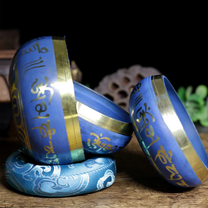 Tibetan Singing Bowl Set Dual Surface Mallet Silk Cushion Promotes Peace