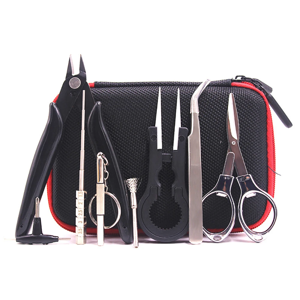 9 in 1 Mini Vape DIY Tool Bag Cigarette Kit Coil jig Tweezers Pliers ire Heaters Jig Winding Accessories | Инструменты