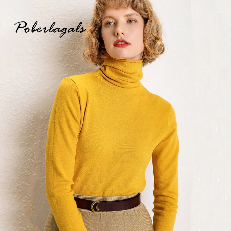 

Autumn winter Knitted soft Piles collar ladies turtlenecK Sweater Women pullovers 2019 sweaters female jumper womens clothing